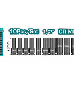 Bộ 10 đầu tuýp dài 1/2" Thép Cr-mo Total THKISD12102L