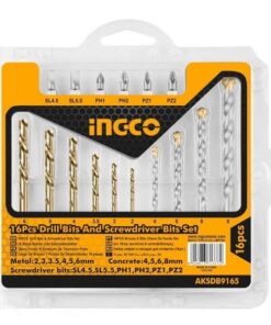 Bộ 16 mũi khoan kim loại và mũi bắt vít Ingco AKSDB9165