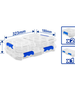 Bộ 3 Hộp nhựa trong suốt chia ngăn đựng linh kiện Wadfow WTB8343