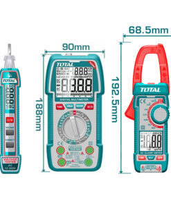 Combo cho thợ điện gồm - Bút thử điện THTS33001 & Đồng hồ vạn năng TMT5310002 &
Ampe kìm TMT762002 Total TOS24067