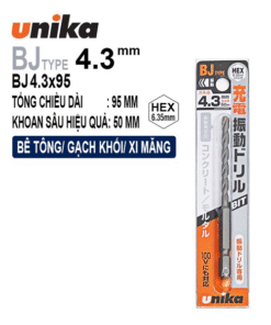 Mũi khoan bê tông chân lục giác Unika BJ4.3x95