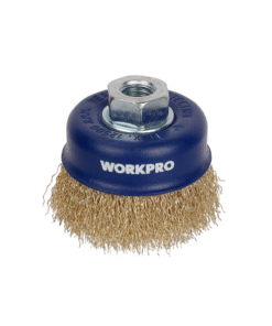 Bàn chải cốc dây uốn có đai ốc M14x2 100mm Workpro WP407024