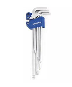 Bộ lục giác S2 đầu bẳng, kiếu chữ L, loại dài, 9 cái hệ mét Workpro WP222035