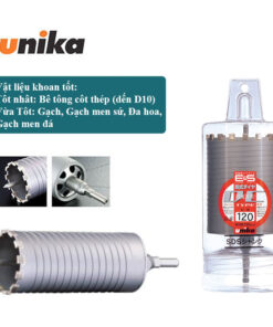 Mũi khoan rút lõi bê tông cốt thép 120x135mm Unika ES-D120ST (Chuôi trụ)