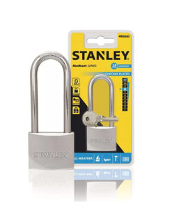 Ổ Khóa Chrome trắng, càng dài, rộng 40mm Stanley USA S742-016